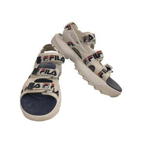 Fila Women's Size 9 White Navy Chunky Platform Adjustable Straps Sandals shoes